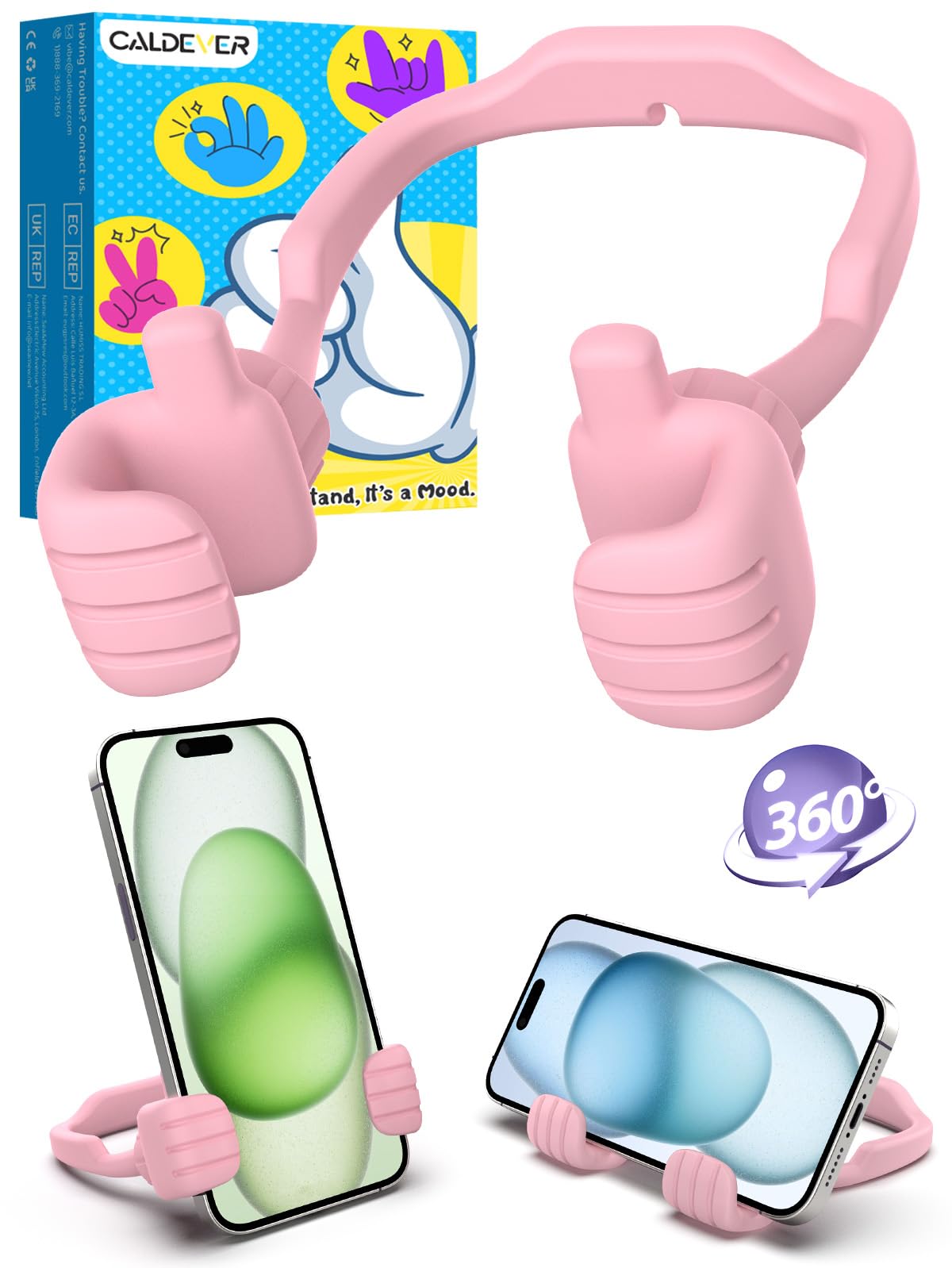 Stocking Stuffers for Teens Boys Girls Kids Gifts Cell Phone Stand for Desk | Upgrade Adjustable Thumbs Up Lazy Phone Holder for iPhone, Christmas Birthday Gifts for Men Women Adults Husband Wife, Blue
