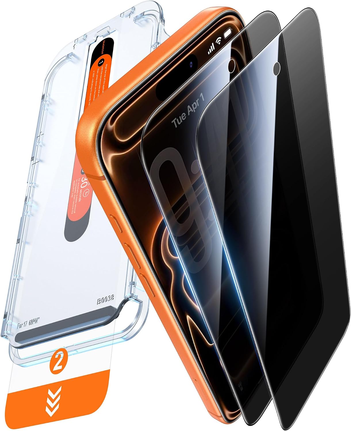 DIMONCOAT 2 Pack for iPhone 17 Pro Max Privacy Screen Protector Glass 6.9" | 13FT Drop Tested, Auto Alignment Kit, 10X Military-Grade Tempered Glass, Stronger Edge Protection, Case Friendly, Bubble-Free