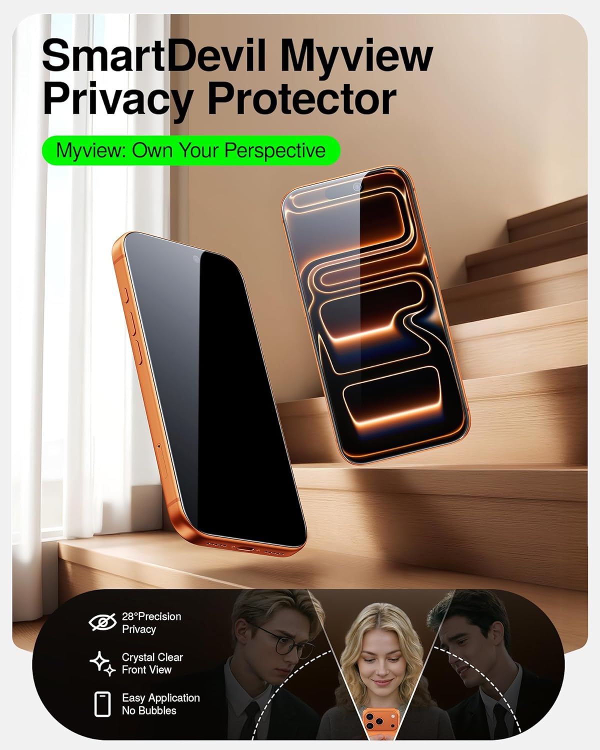 SMARTDEVIL 2 Pack Privacy Screen Protector for iPhone 17 Pro Max, Anti-Spy | Military-Grade Shatterproof Protection, Tempered Glass Film , 9H Hardness, Fast & Easy Installation, Case Friendly Design