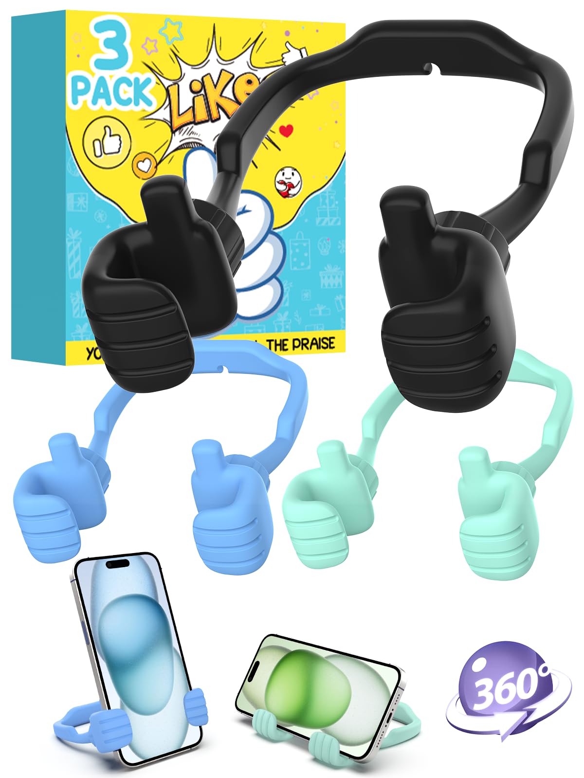 Stocking Stuffers for Teens Boys Men Kids Gifts Thumbs Up Lazy Phone Holder | Back to School Supplies, Cell Phone Stand for Desk, Gifts for Adults Teenage Girls, Funny Cool Gadgets, Gifts for Christmas