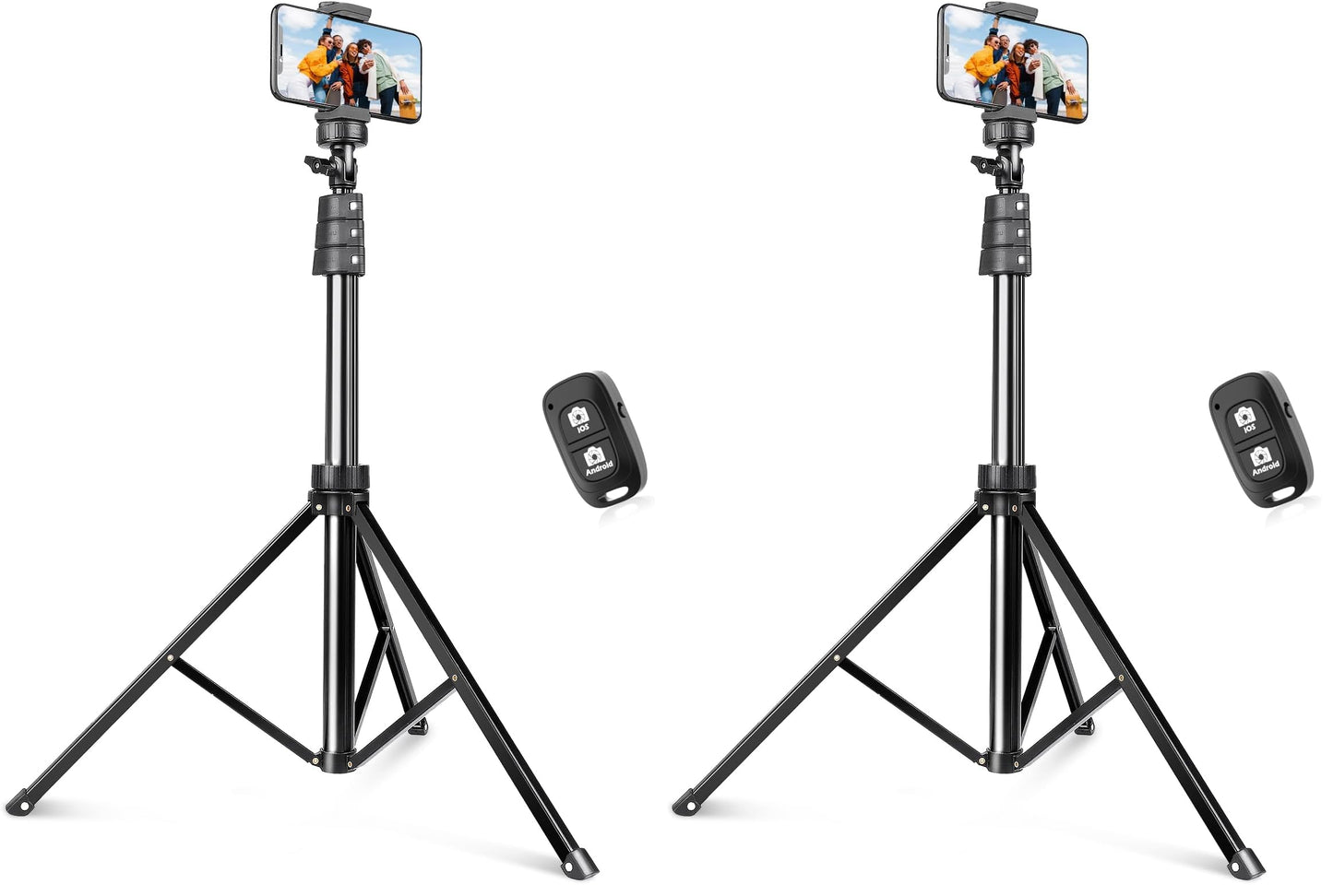SENSYNE 62" Phone Tripod for iPhone, Extendable Selfie Stick Tripod Stand with Wireless Remote and Phone Holder, Cell Phone Tripod for Video Recording, Compatible with iPhone Android