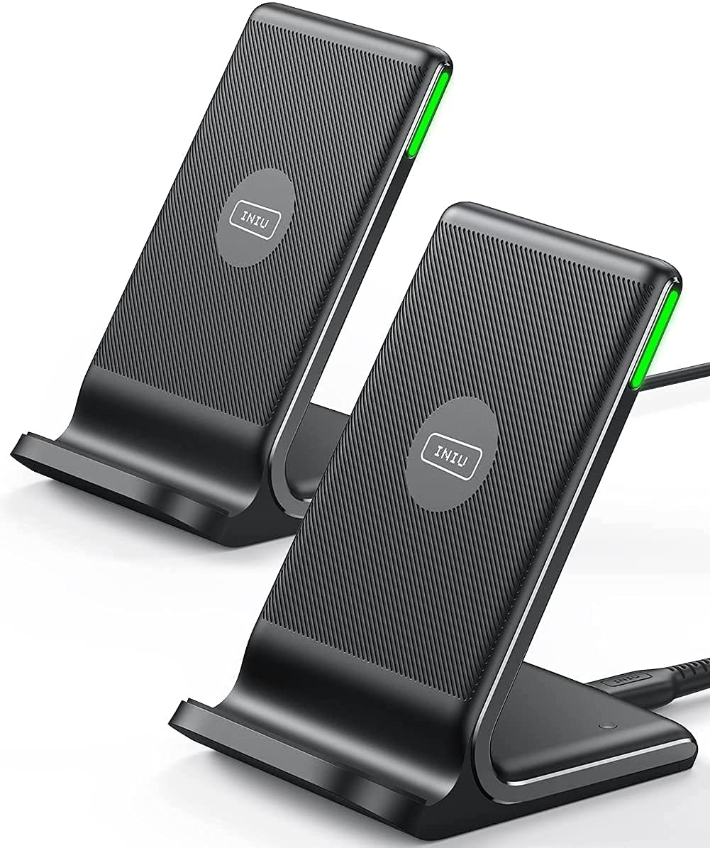 INIU Wireless Charger, 15W Fast Wireless Charging Phone Station with LED | Sleep-Friendly Adaptive Light, Exclusive Temp°Guard, Wireless Charging Station for iPhone 17 16 Pro Max, Samsung S25 S24 etc