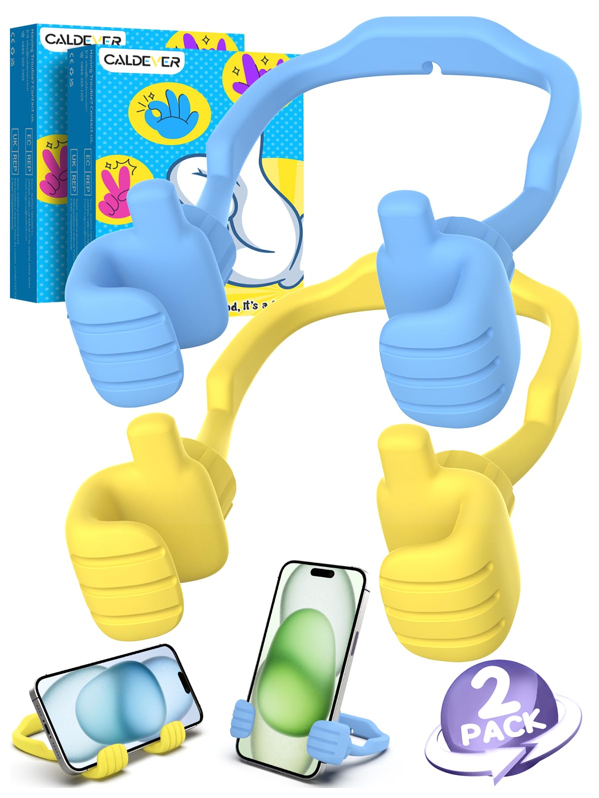 Stocking Stuffers for Teens Girls Boys Gifts Thumbs Up Cell Phone Stand | Back to School Supplies, Adjustable Lazy Phone Holder for Desk, Fun Gift for Women Adults Kids Teenager Tween Trendy Stuff