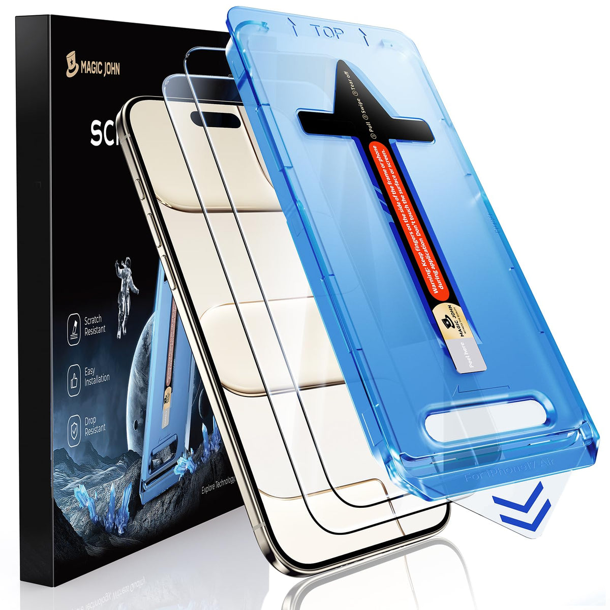 MAGIC JOHN for iPhone 17 Pro Max Screen Protector Tempered Glass 6.9 inch | 2Pack, Auto Dust-Elimination, Easy Installation, Bubble Free, HD Clear