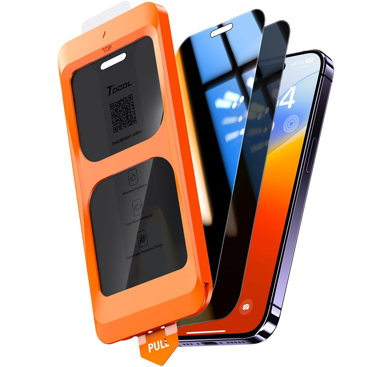 TOCOL for iPhone 17 Pro Max Screen Protector, Clear | Easy Installation Bubble-Free, 9H+ Tempered Glass, 8FT Military Grade Shatterproof, Anti-Scratch, Case Friendly HD 2 Pack