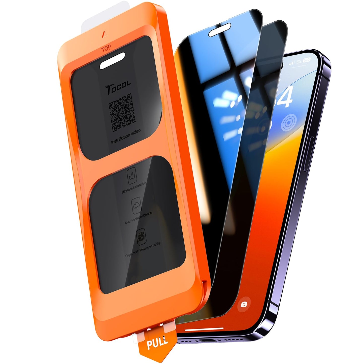 TOCOL for iPhone 16 Pro Max Privacy Screen Protector | Easy Installation, 25° Anti Spy, Data Protection, 9H+ Tempered Glass, 8FT Military Grade Shatterproof, Anti-Scratch, 2 Pack