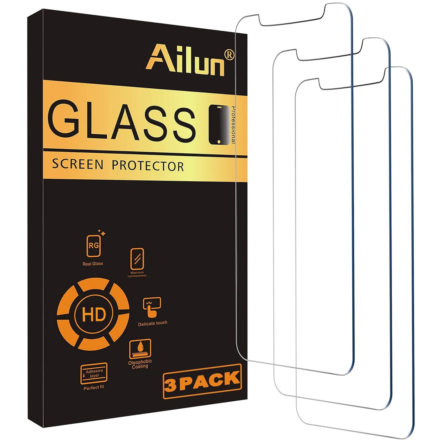 Ailun 3 Pack Screen Protector for iPhone 17 / iPhone 16 Pro, Tempered Glass | 6.3 inch,Installation Frame, Dynamic Island Compatible, Case Friendly