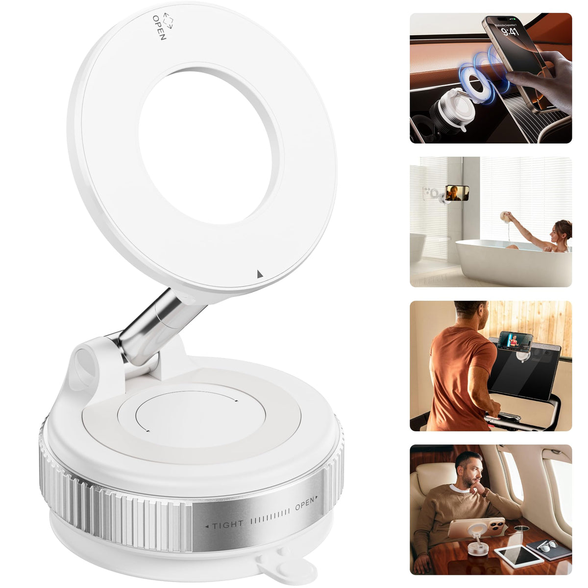 2026 Upgraded Vacuum Magnetic Car Phone Holder 360° Reinforced 96LBS Ultra Suction Cup Phone Mount for MagSafe Cell Phone Holders for Your Car/Gym/Mirror Mount for iPhone & Android