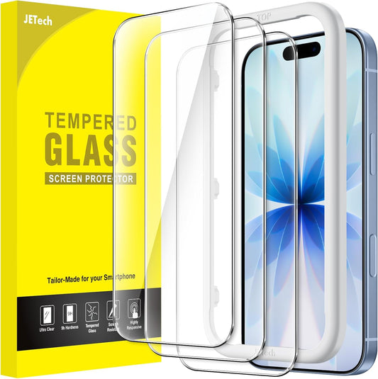 JETech Screen Protector for iPhone 17, 3-Pack | 9H Tempered Glass, HD Clear, Anti-Scratch Protection, Easy Installation Tool