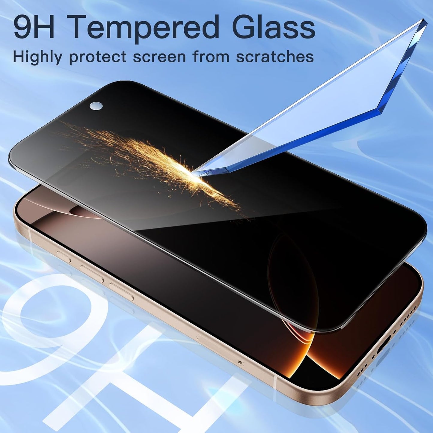 JETech Privacy Screen Protector for iPhone 16 Pro Max, 2-Pack | Anti-Spy Privacy Protection, Tempered Glass, Easy Installation Tool, Anti-Scratch Design