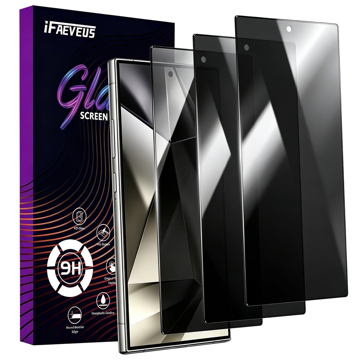 2 Pack Privacy Screen Protector for iPhone 14/13 Pro/13 Tempered Glass 6.1inch Private Saver Purple Anti-Spy Anti-Blue Light Anti-Scratch Full Coverage