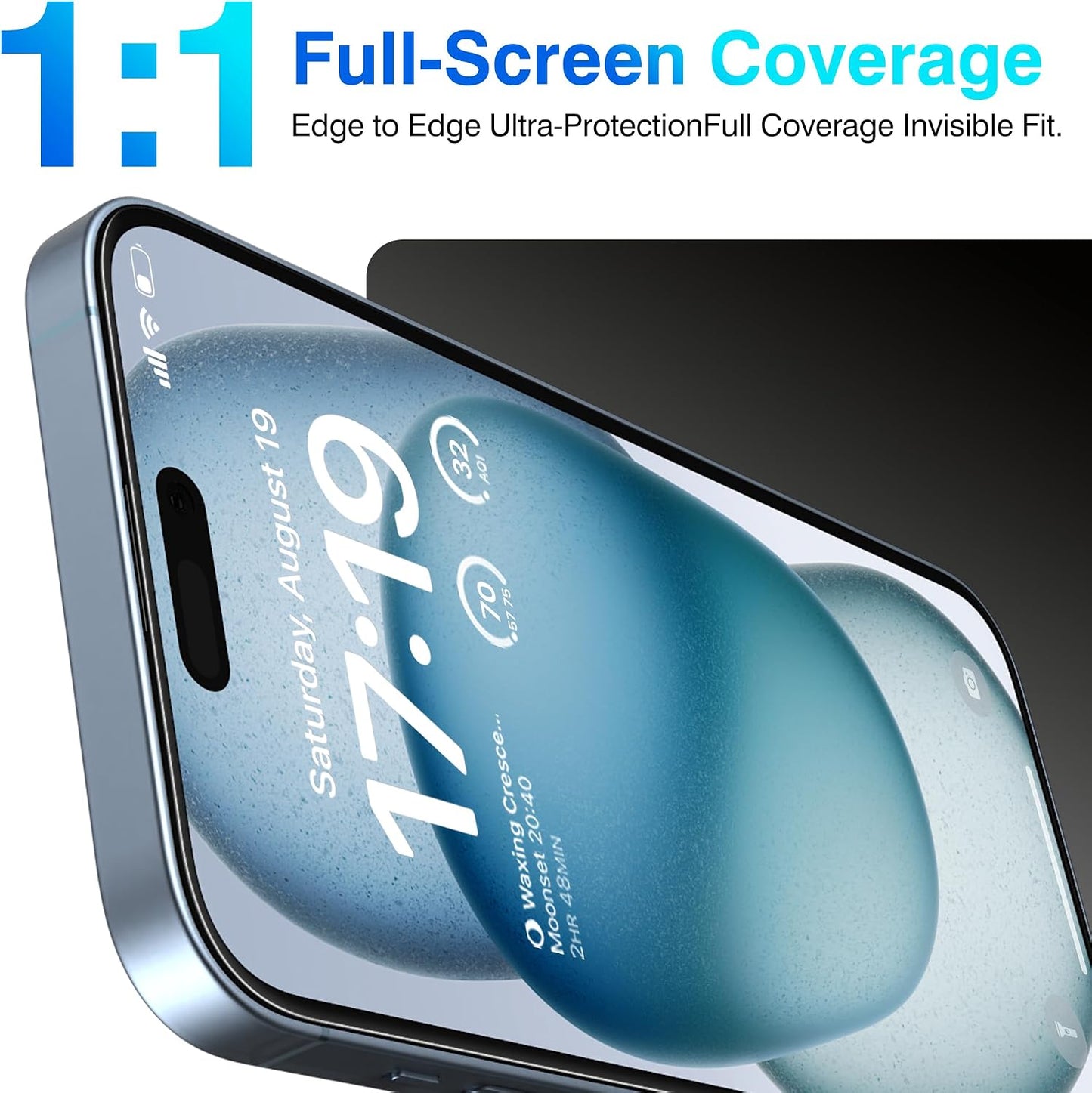 EZ-GLAZ-4+2 Pack for iPhone 15 Screen Protector (6.1") HD Clear | 2-Pack Lens Protectors, Alignment Kit, Easy Installation, Case-Friendly, 9H+ Tempered Glass, Scratch Resistant, Ultra Clear