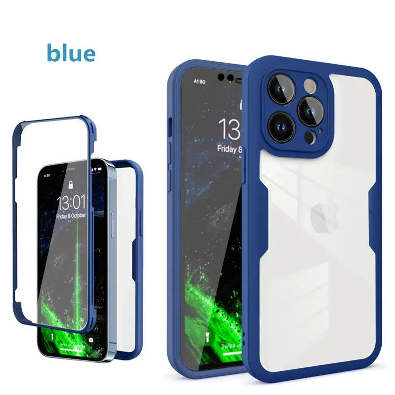 360 Full Body Double-Side Screen Protector Case, Shockproof Smartphone Accessory for iPhone 17 Air/17/16E/16/15/14/13/12 Pro Max Plus, Cellphone Handheld Device Cover