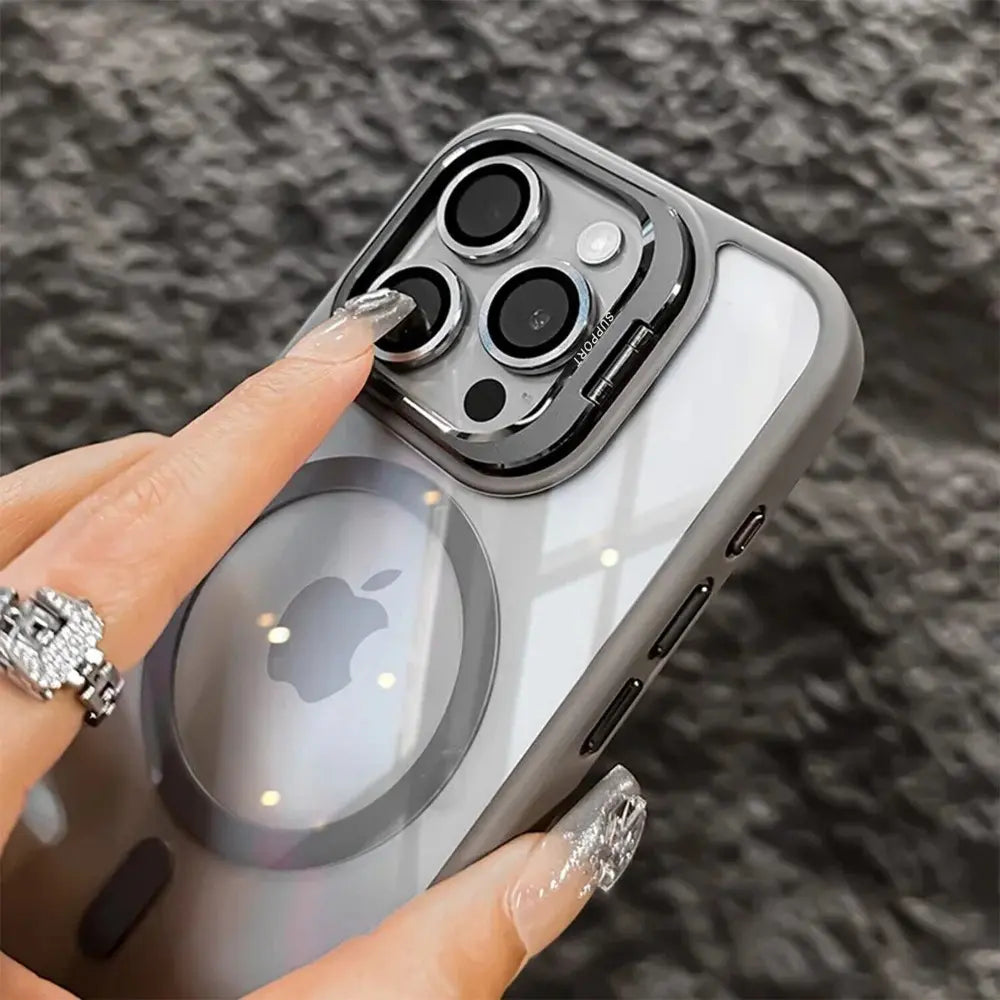Luxury Magnetic Shockproof Phone Case For iPhone 17 Pro Max 16 15 14 13 12 11 Magsafe Funda Stand Glass Lens Protector Cover