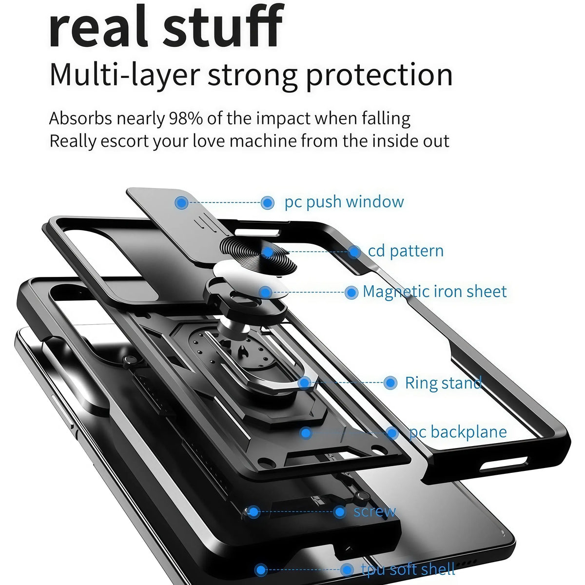 Heavy Duty Armor Phone Case For Samsung Galaxy Z Fold 4 | Camera Lens Protector & Ring Stand Cover Phone Case For Z Fold 3/4/5/6/7 Transparent Soft Silicone Phone CasesShell Tough Phone Cover fashion gift,anti-drop case#SJTCK tiktokshopbacktoschool