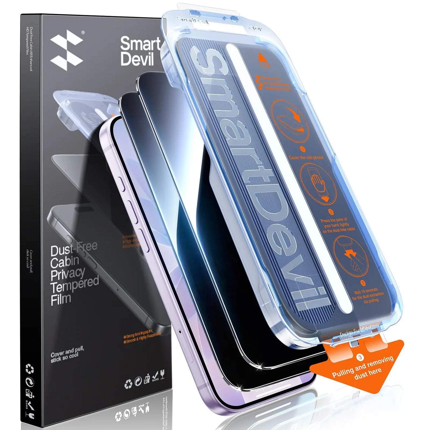 SmartDevil Screen Protector for iPhone & Samsung – Privacy (2/3 Pack) Quick Paste Install – 9H Anti-Spy Tempered Glass, Anti-Fingerprint, Sensor Unlock & Case Friendly tiktokshopbacktoschool