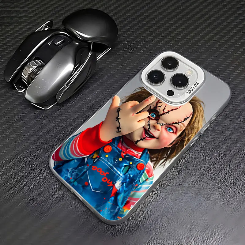 Chucky Creepy Gesture Pattern TPU phone case for iPhone 17 Air 16 Pro Max 15 14 Plus 13 12 11 XR XS Samsung Galaxy S26 S25 Ultra S24 S23 S22 Plus S21 stylish camera protection Shockproof Anti Drop Durable Phone Case.
