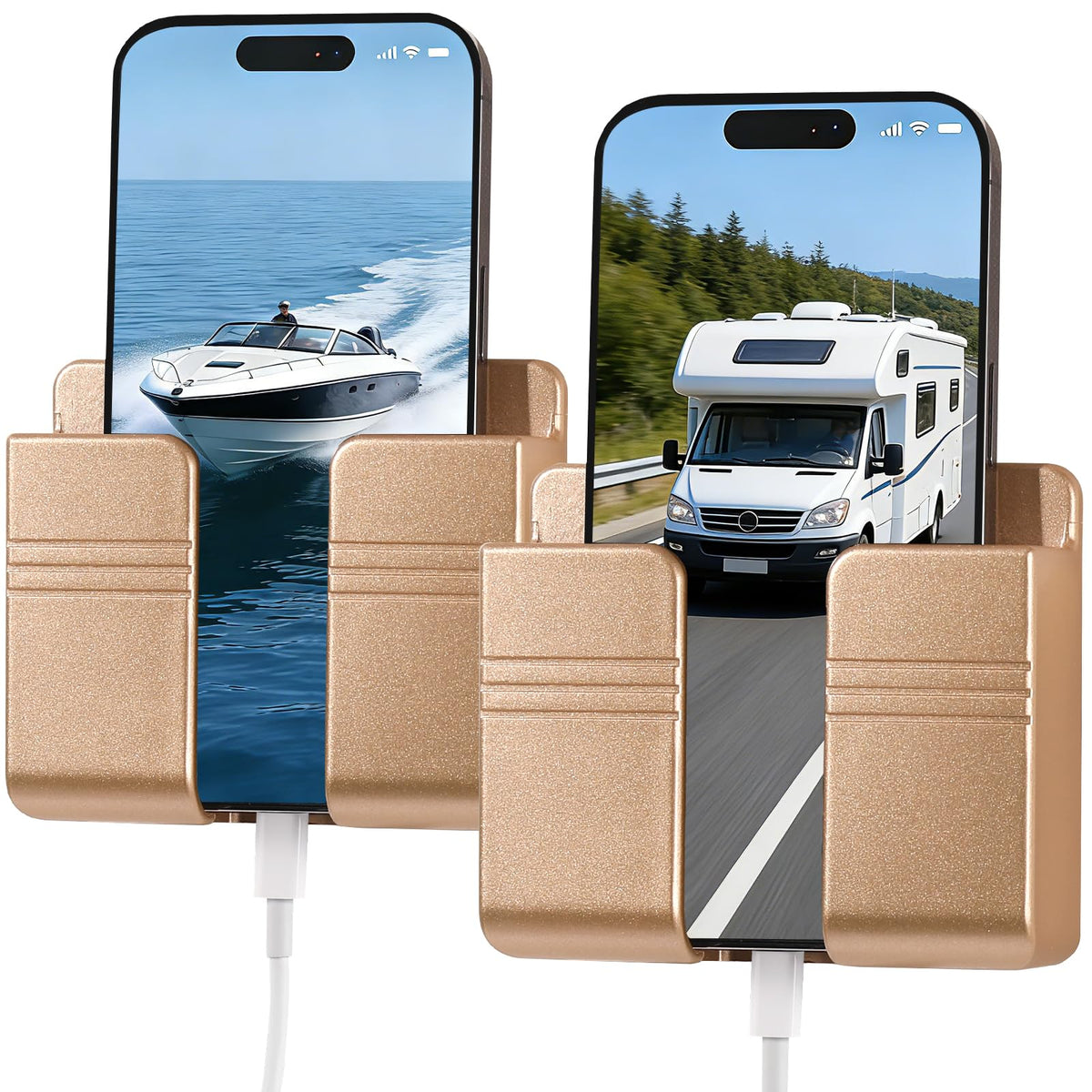 RV Accessories: Boat Accessories & Camper Accessory - Wall Phone Holder for Dorm Room & Apartment Essentials - Travel Trailer & RV Essentials for Inside and Pontoon Boat Accessory(2Pcs-White)