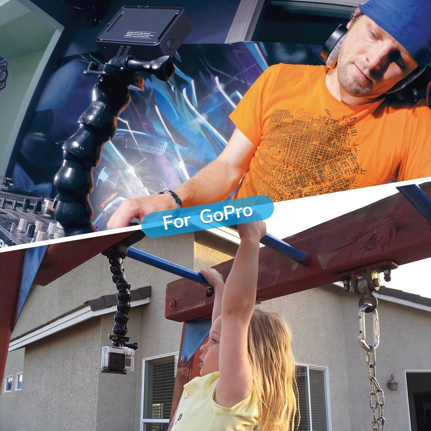 Phone Holder Clamp Gooseneck Mount Cell Phone Desk Clip for iPhone | Mobile Table Pole Stand Mount, for iPhone 17 16 15 14 Pro Max Plus 13 12 11 SE XS XR X 8 Samsung GoPro, Other 4-7'' Devices