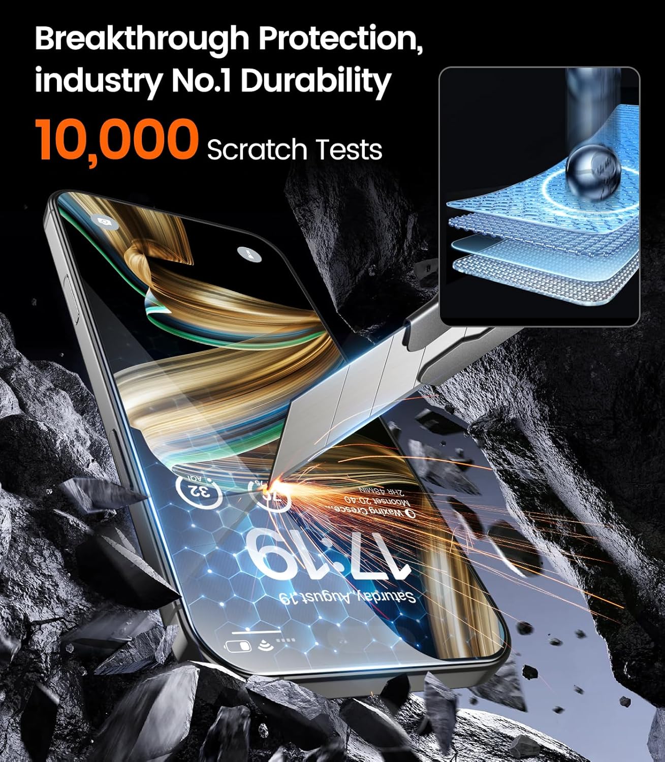 EZ-GLAZ-4 Pack for iPhone 16 Pro Max Privacy Screen Protector (6.9") | 26° Privacy Protection, 12FT Military Grade Shatterproof, 9H+ Tempered Glass Film with Flawless Fit Box, Scratch Resistant