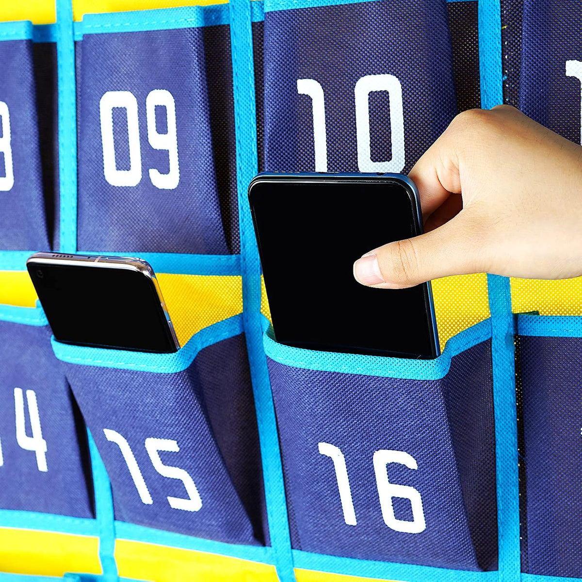 Loghot 36 Numbered Pockets Classroom Pocket Chart for Cell Phone Holder | Wall Door Hanging Pocket Organizer for Phone Calculator Holder, Phone Pouch for School Classroom & Office Phone Management