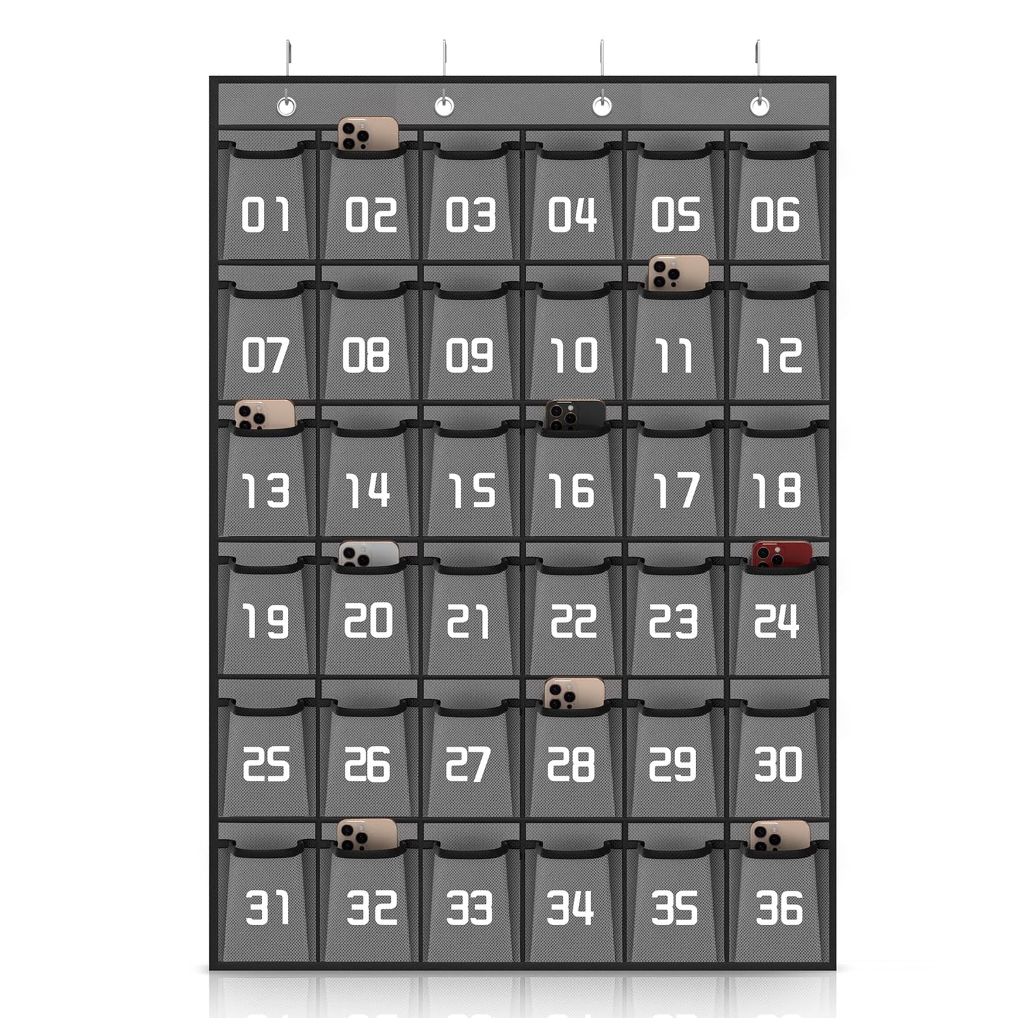 Loghot 36 Numbered Pockets Classroom Pocket Chart for Cell Phone Holder | Wall Door Hanging Pocket Organizer for Phone Calculator Holder, Phone Pouch for School Classroom & Office Phone Management