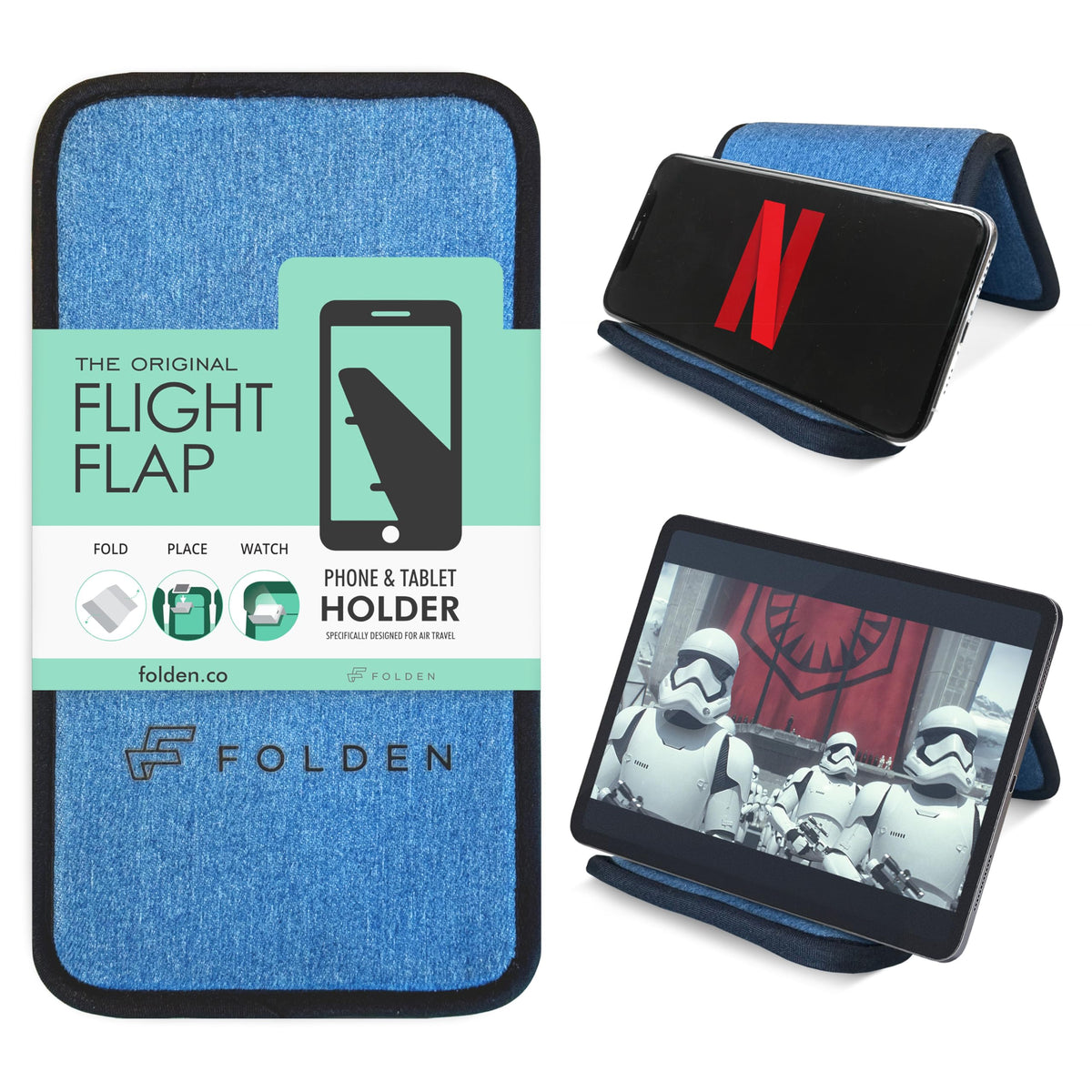 Airplane Phone Holder - Foldable Phone Stand for Plane Travel | Aluminum Build, 9 x 4.3 in. Matte Black Finish, Tabletop Mount Desk, Plane Tray Seat back, Treadmill, Fits iPhone Cell Phone