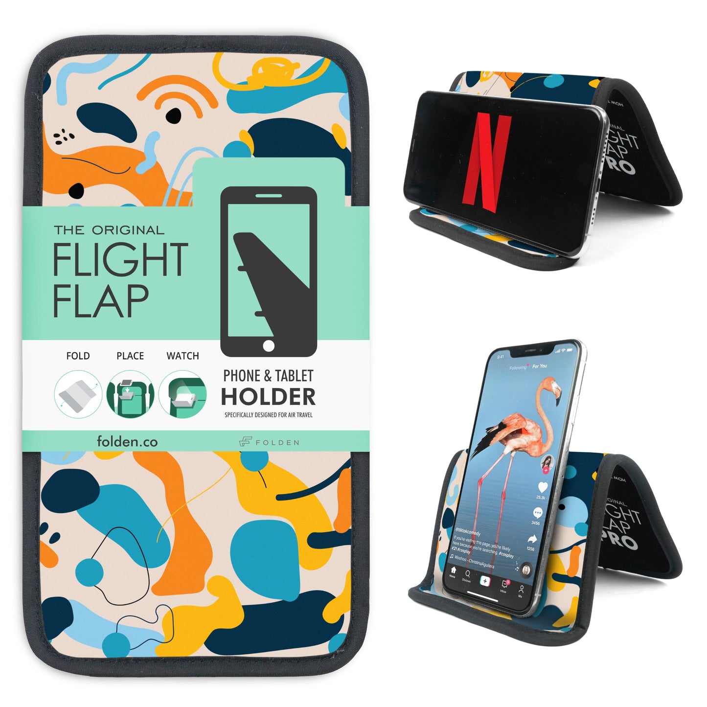Airplane Phone Holder - Foldable Phone Stand for Plane Travel | Aluminum Build, 9 x 4.3 in. Matte Black Finish, Tabletop Mount Desk, Plane Tray Seat back, Treadmill, Fits iPhone Cell Phone