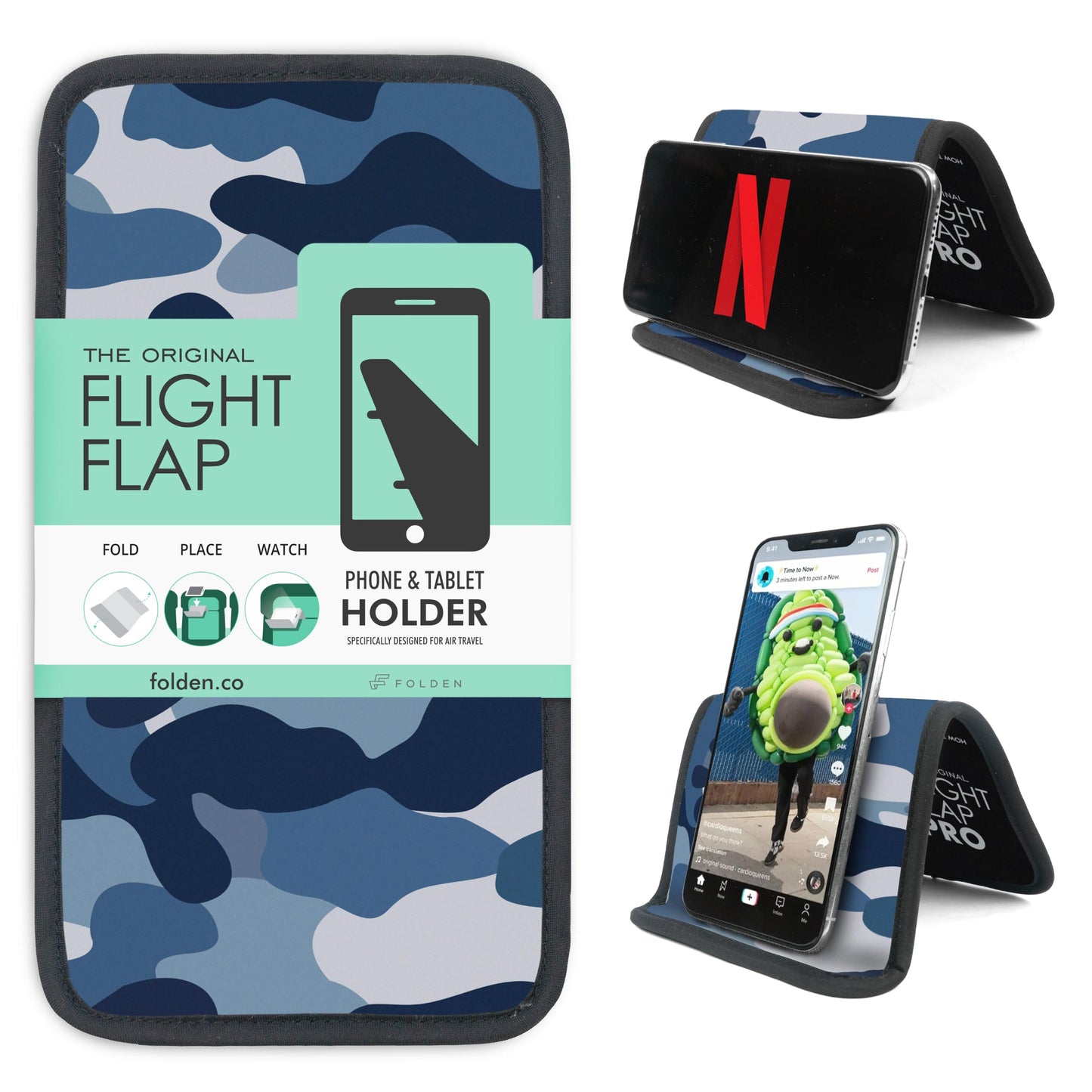 Airplane Phone Holder - Foldable Phone Stand for Plane Travel | Aluminum Build, 9 x 4.3 in. Matte Black Finish, Tabletop Mount Desk, Plane Tray Seat back, Treadmill, Fits iPhone Cell Phone