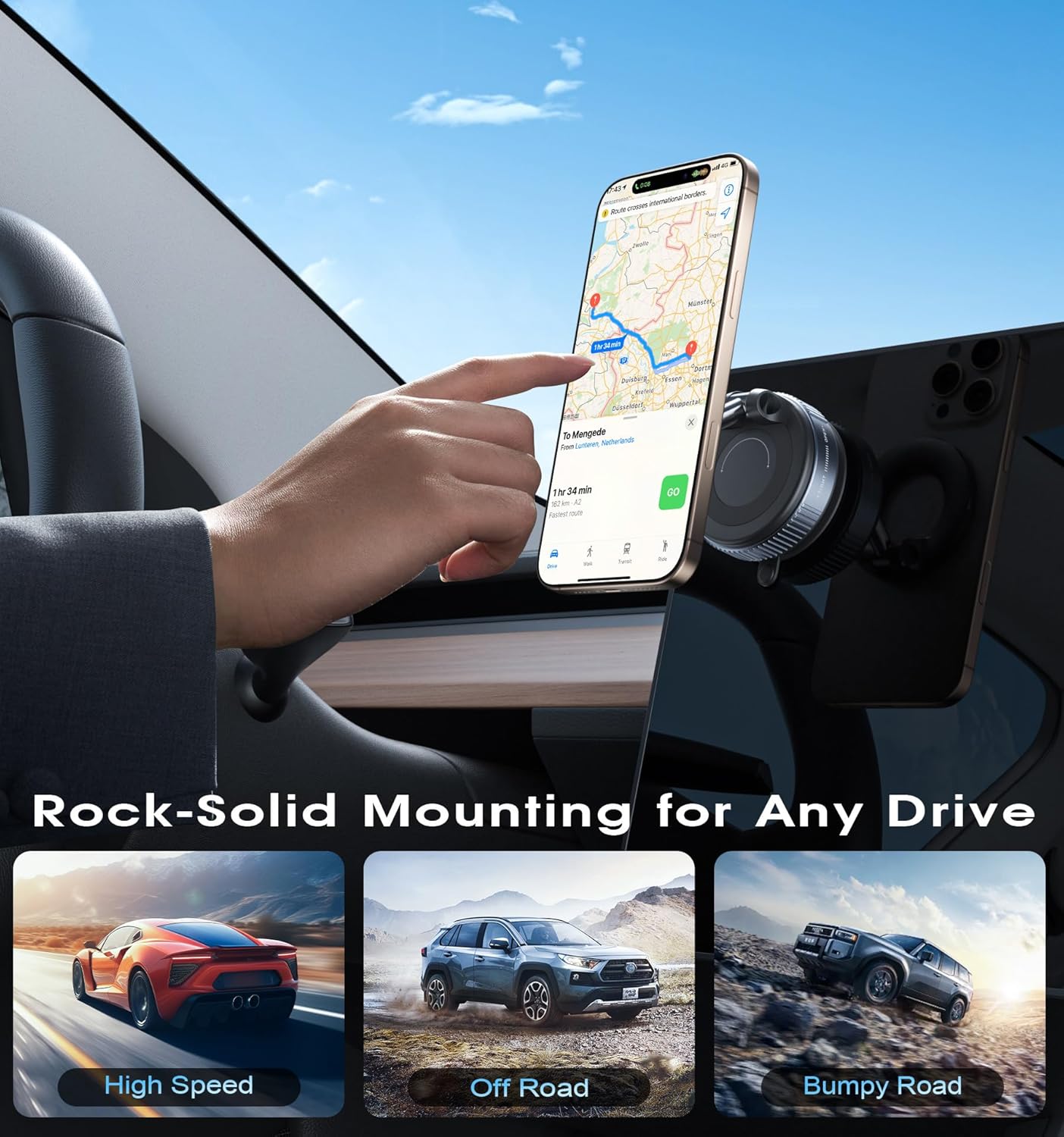 2026 Upgraded Vacuum Magnetic Car Phone Holder 360° Reinforced 96LBS Ultra Suction Cup Phone Mount for MagSafe Cell Phone Holders for Your Car/Gym/Mirror Mount for iPhone & Android