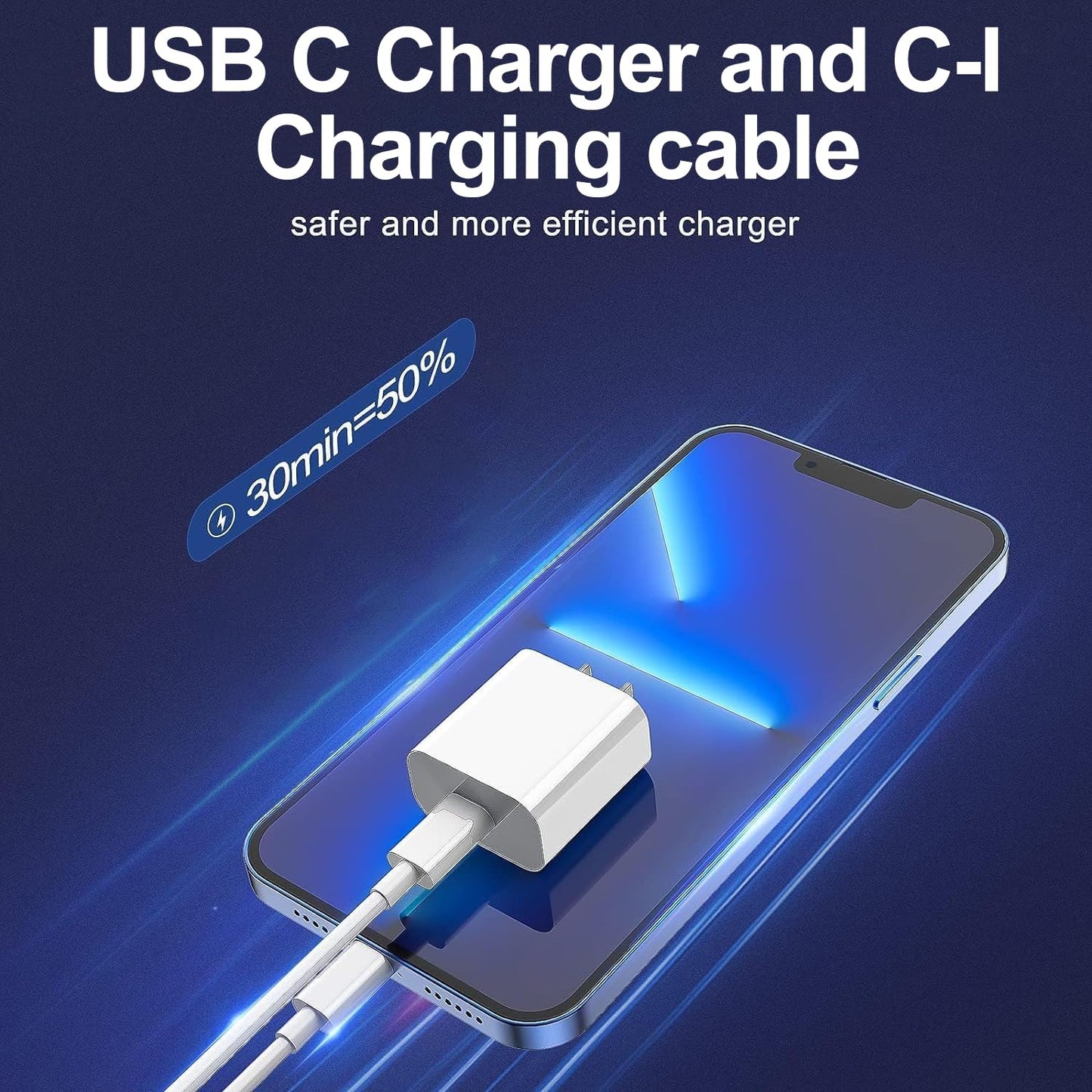 iPhone Charger Fast Charging, USB C Charger Block, 6FT/10FT Lightning Cable | For Apple iPhone 14/13/12/11 Series, 2-Pack 6FT/10FT Long USB C to Lightning Cables, AirPods with Lightning Charging Case