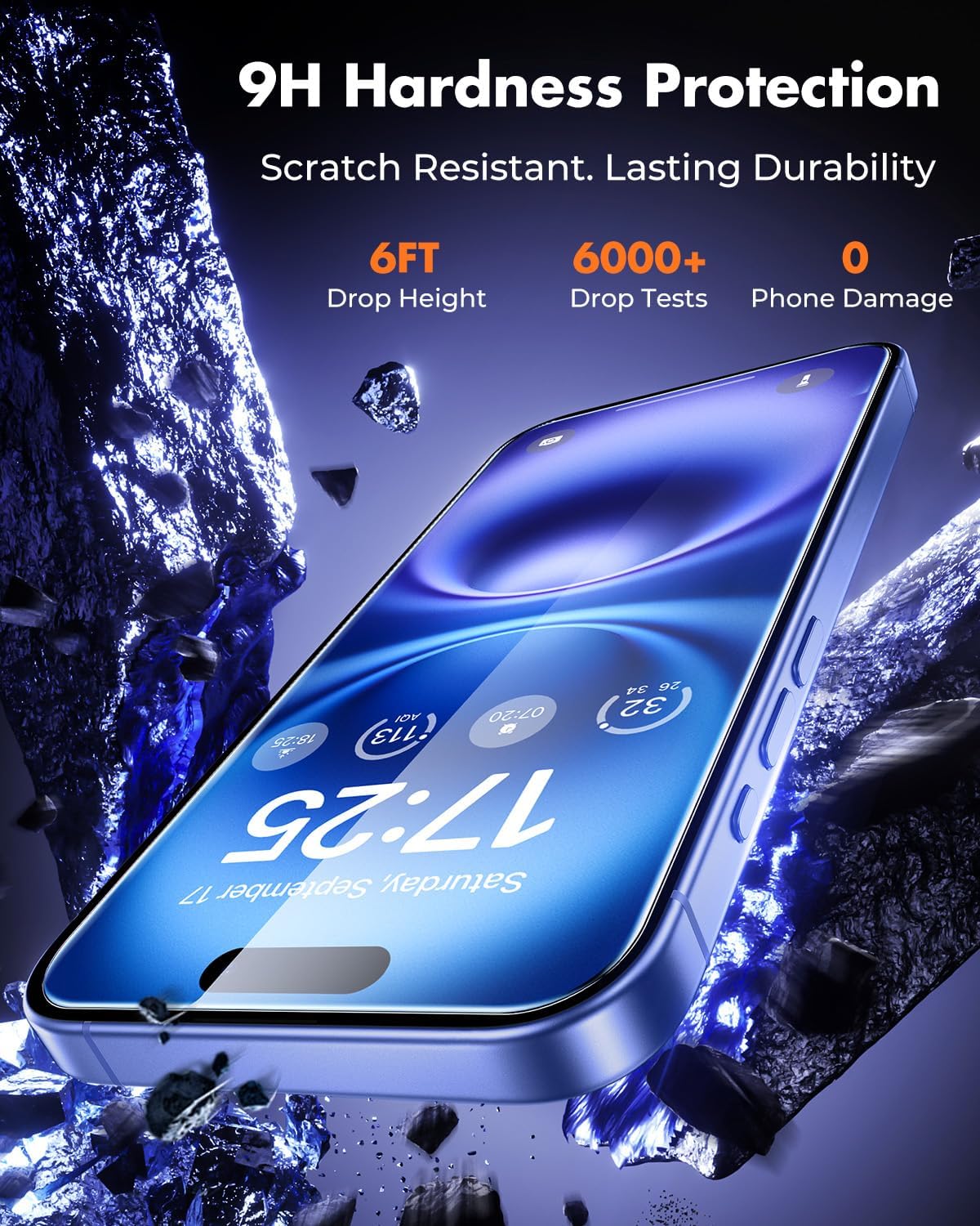UNBREAKcable 3-Pack Screen Protector for iPhone 16 Tempered Glass | Shatterproof, Easy Install, 9H Hardness, 99.99% HD Clear, Bubble-Free, Anti-Fingerprint, Scratch Resistant, Case Friendly