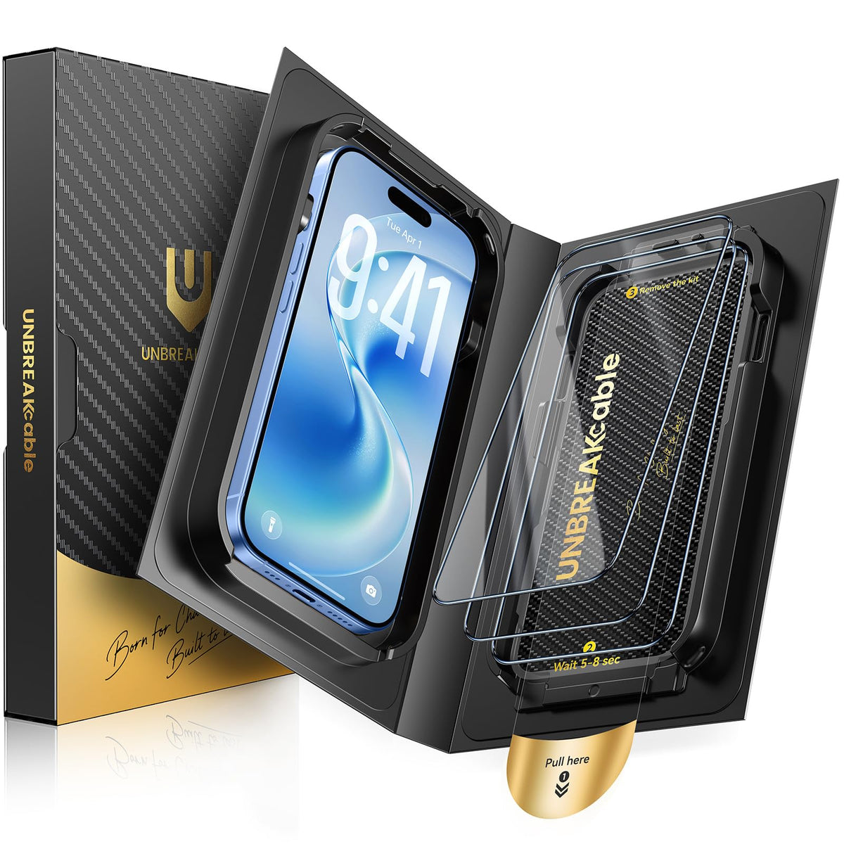 UNBREAKcable iPhone 17 Pro Max Full-Coverage Screen Protector - 3 Pack | Quick-Install Box, Edge-to-Edge Coverage, 9H Hardness, Ultra HD Clarity, Daily Protection, Smooth Touch