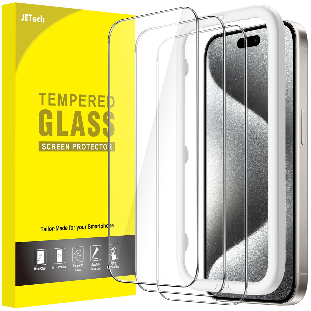 JETech Screen Protector for iPhone 17, 3-Pack | 9H Tempered Glass, HD Clear, Anti-Scratch Protection, Easy Installation Tool