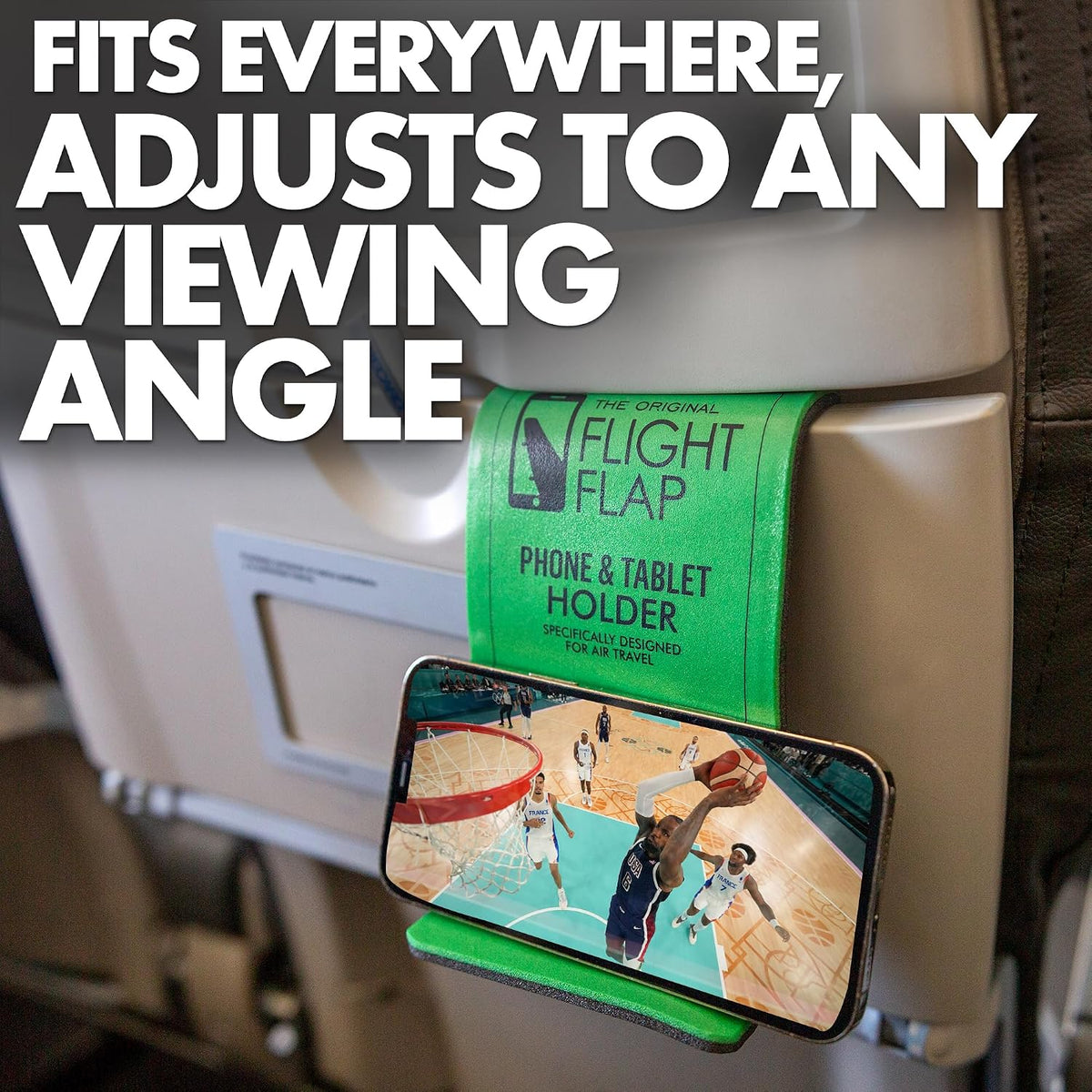 Airplane Phone Holder - Foldable Phone Stand for Plane Travel | Aluminum Build, 9 x 4.3 in. Matte Black Finish, Tabletop Mount Desk, Plane Tray Seat back, Treadmill, Fits iPhone Cell Phone