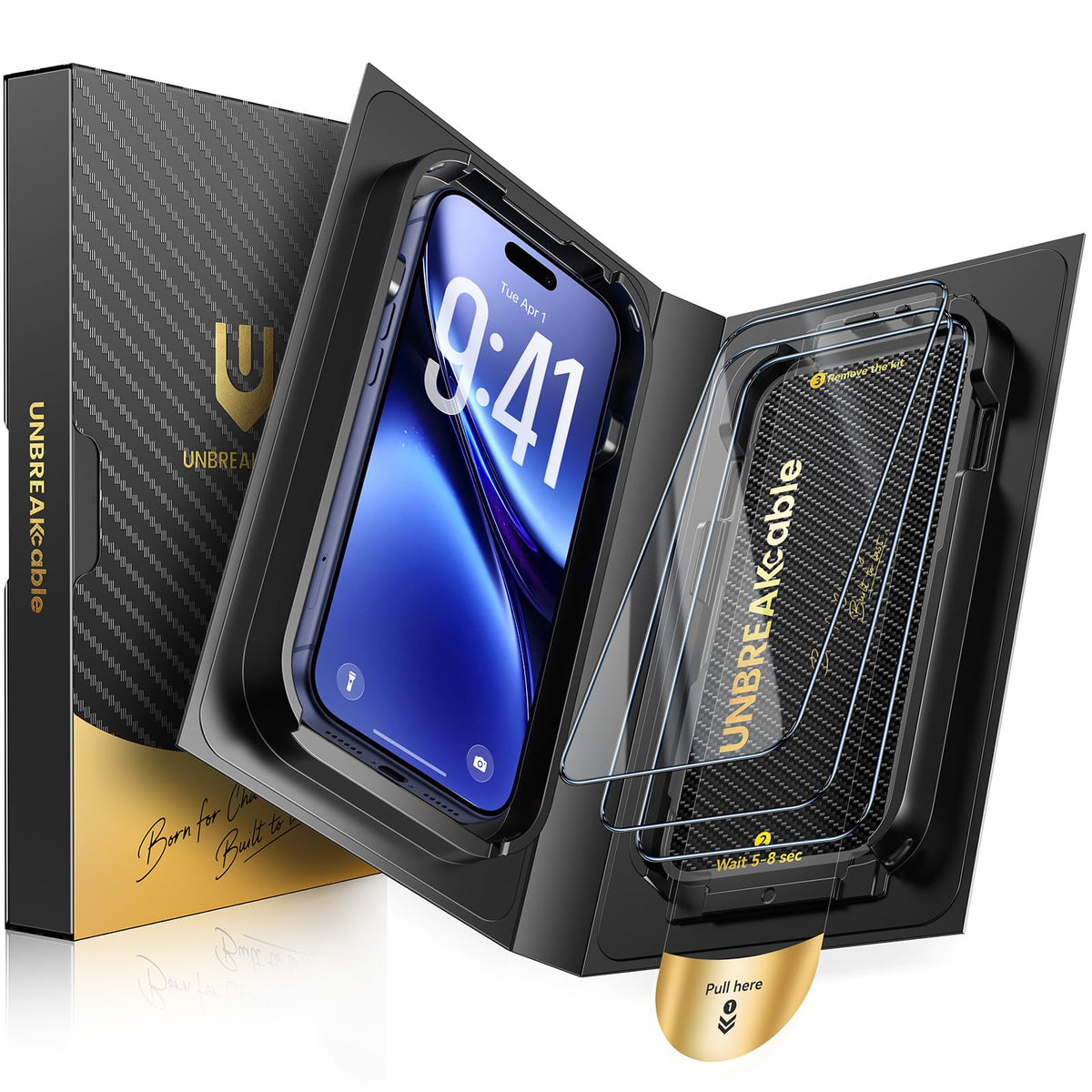 UNBREAKcable iPhone 17 Pro Max Full-Coverage Screen Protector - 3 Pack | Quick-Install Box, Edge-to-Edge Coverage, 9H Hardness, Ultra HD Clarity, Daily Protection, Smooth Touch