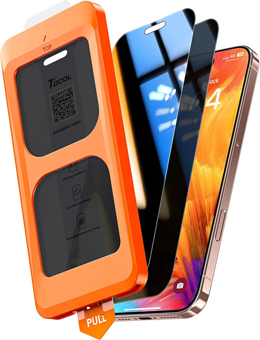 TOCOL for iPhone 16 Pro Max Privacy Screen Protector | Easy Installation, 25° Anti Spy, Data Protection, 9H+ Tempered Glass, 8FT Military Grade Shatterproof, Anti-Scratch, 2 Pack