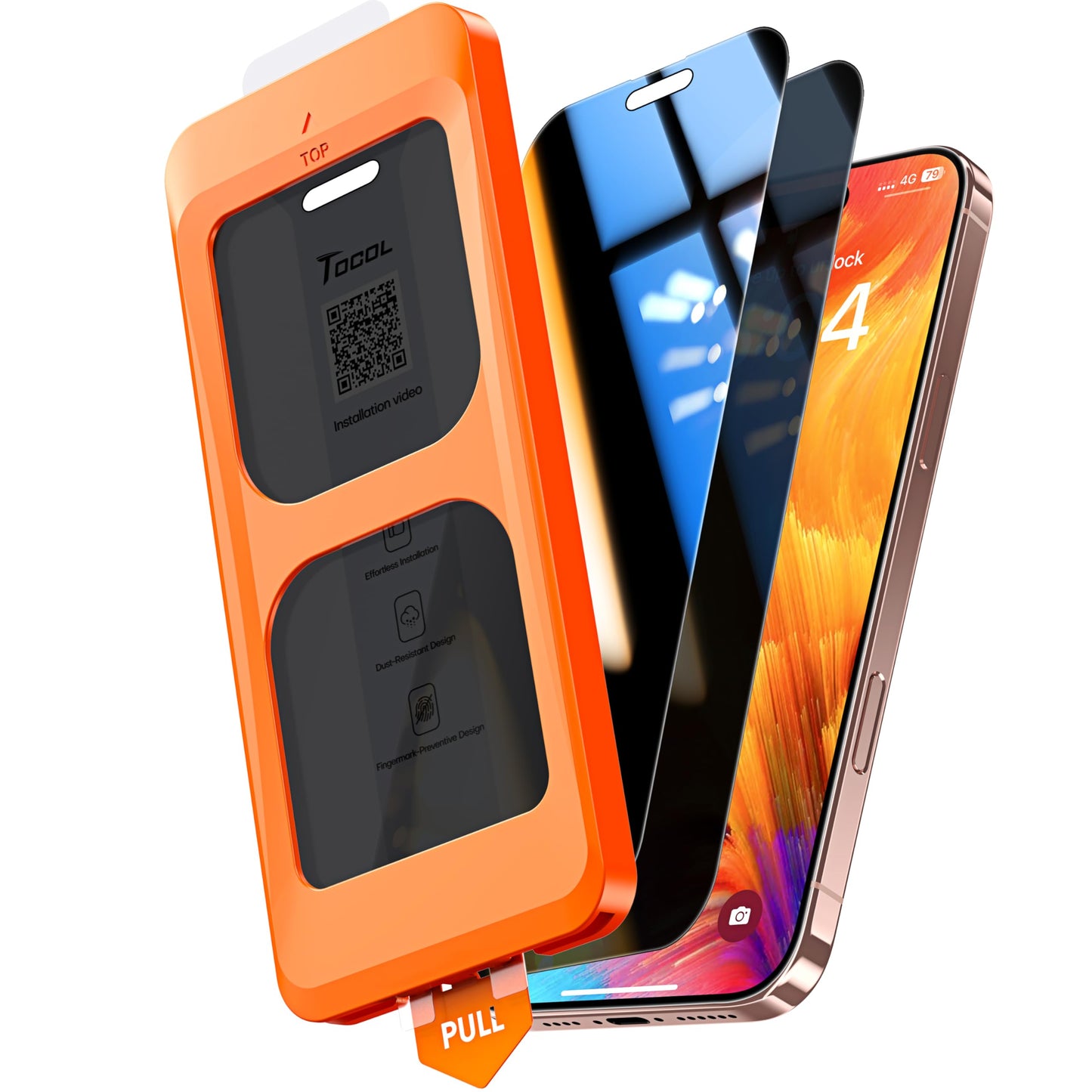 TOCOL for iPhone 16 Pro Max Privacy Screen Protector | Easy Installation, 25° Anti Spy, Data Protection, 9H+ Tempered Glass, 8FT Military Grade Shatterproof, Anti-Scratch, 2 Pack