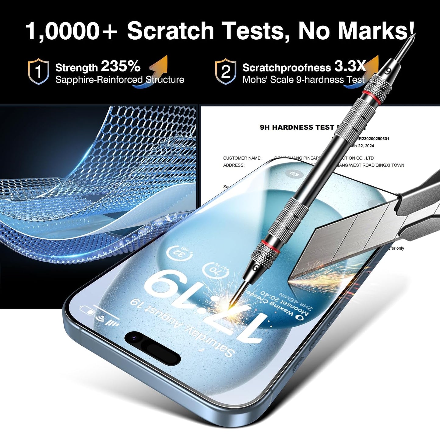 EZ-GLAZ-4+2 Pack for iPhone 15 Screen Protector (6.1") HD Clear | 2-Pack Lens Protectors, Alignment Kit, Easy Installation, Case-Friendly, 9H+ Tempered Glass, Scratch Resistant, Ultra Clear