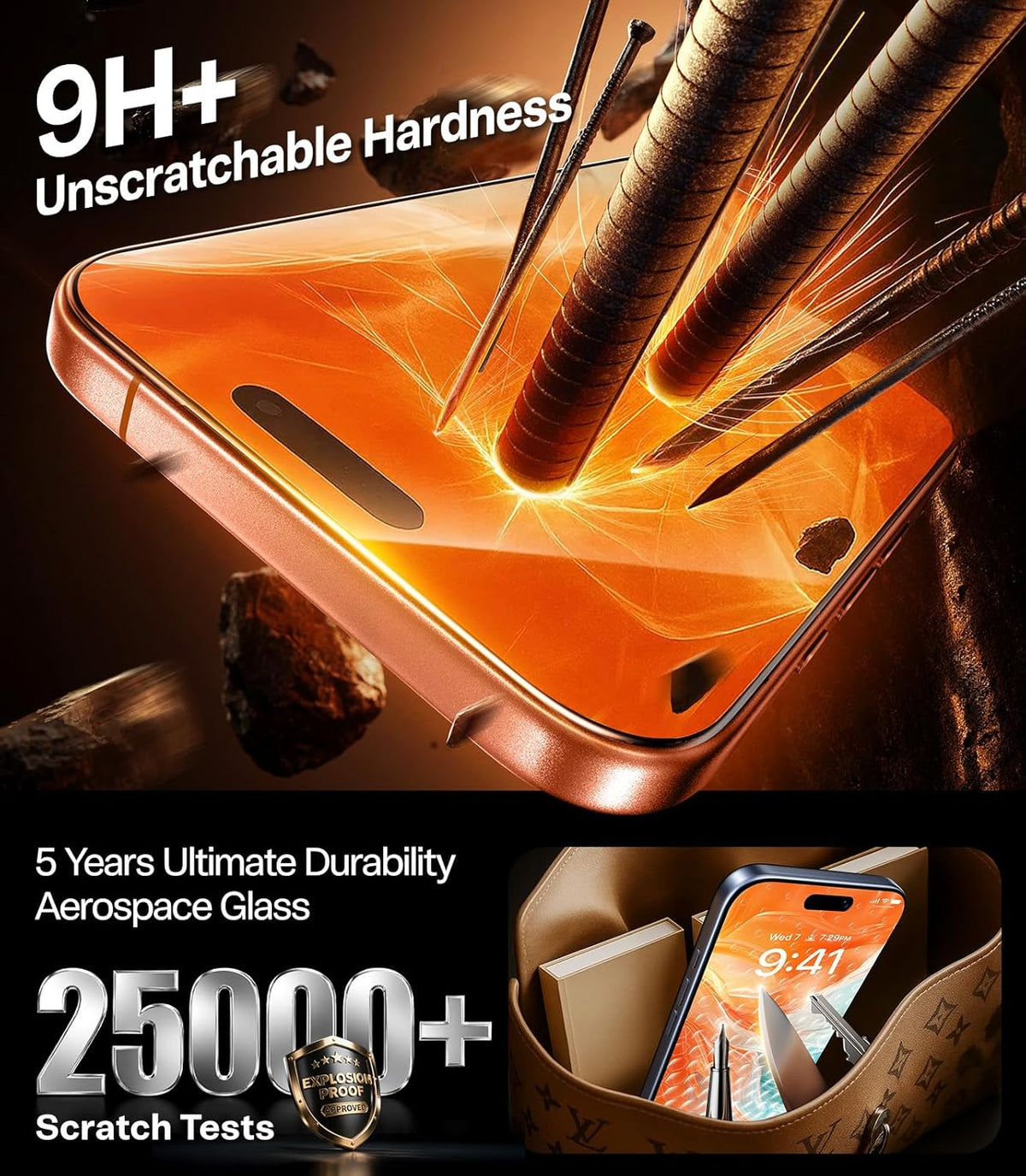 TORRAS for iPhone 17 Pro Max Screen Protector [12Ft Military-Grade Shatterproof] [9H+ Aerospace Tempered Glass] Anti-Scratch Full Coverage Fit Screen Protector 17 ProMax 6.9" 2-Pack
