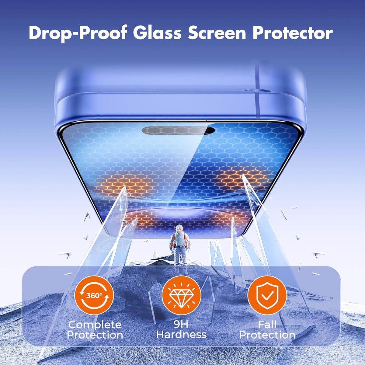 UNBREAKcable for iPhone 16 Screen Protector, 3-Pack Full Coverage Tempered Glass [Military Grade Shatterproof] [9H Hardness] [Easy Installation Frame] [Bubble Free] for iPhone 16 6.1"