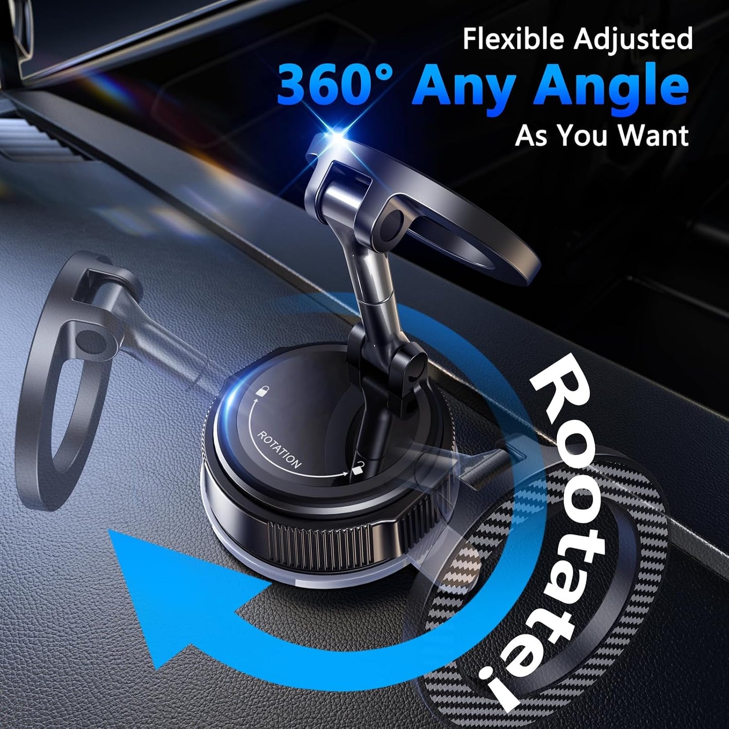 PGU for Magsafe Dashboard & Windshield Car Phone Holder 2026 89+LBS Suction & 3600gf Magnetic 360° Adjustable Phone Holders for Your Car Cell Phone Car Mount for iPhone 17-12 Series