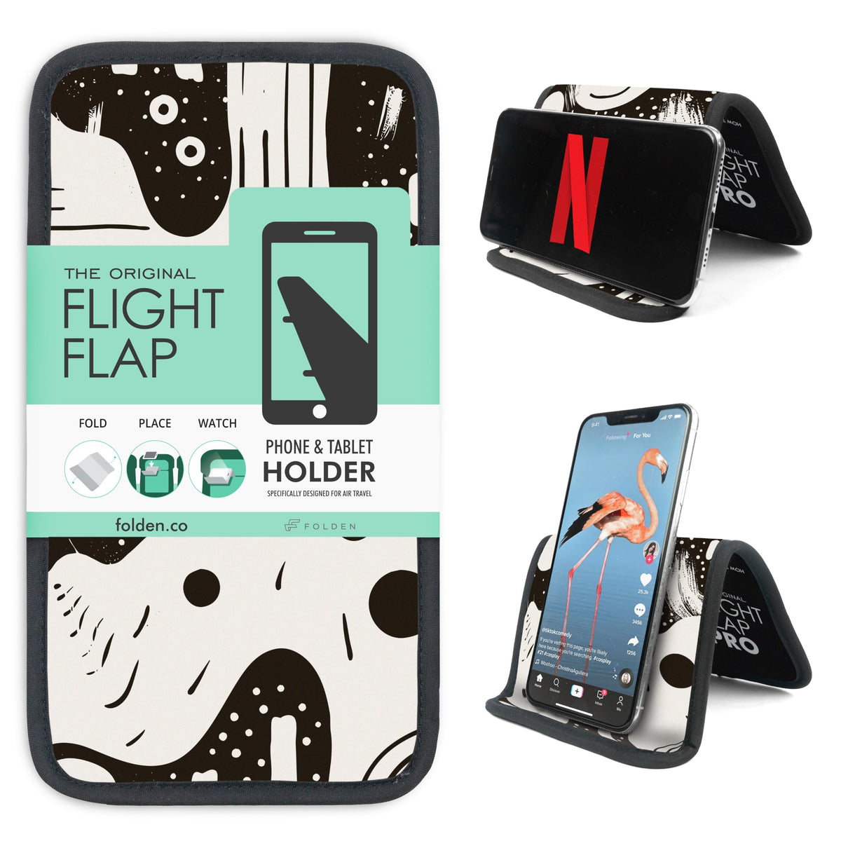 Airplane Phone Holder - Foldable Phone Stand for Plane Travel | Aluminum Build, 9 x 4.3 in. Matte Black Finish, Tabletop Mount Desk, Plane Tray Seat back, Treadmill, Fits iPhone Cell Phone
