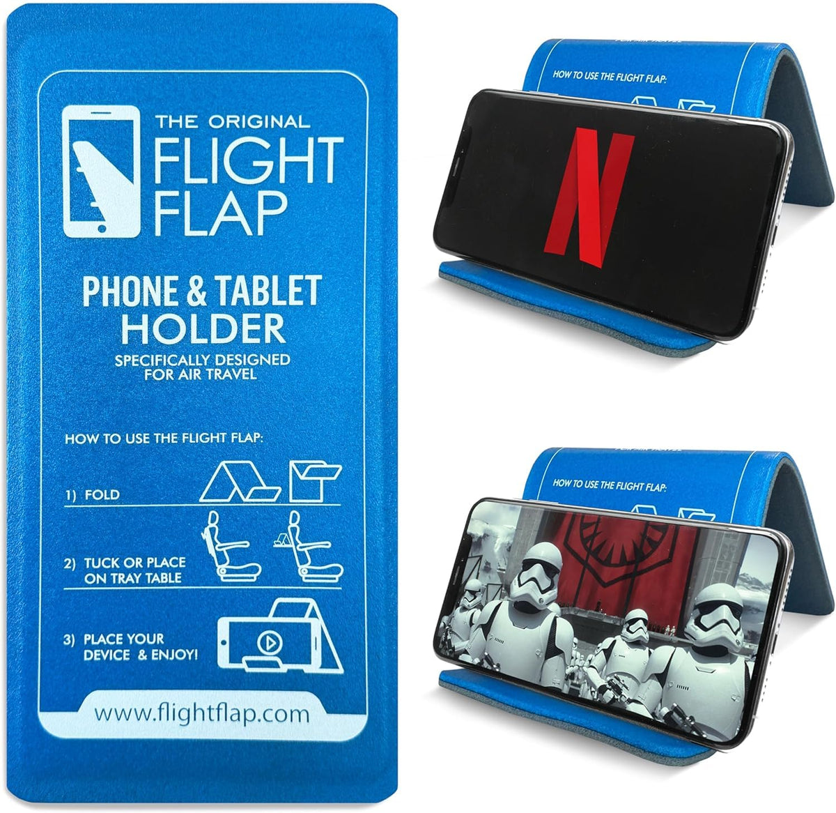 Airplane Phone Holder - Foldable Phone Stand for Plane Travel | Aluminum Build, 9 x 4.3 in. Matte Black Finish, Tabletop Mount Desk, Plane Tray Seat back, Treadmill, Fits iPhone Cell Phone