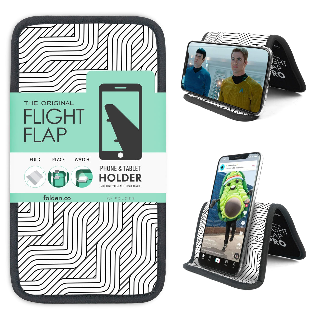 Airplane Phone Holder - Foldable Phone Stand for Plane Travel | Aluminum Build, 9 x 4.3 in. Matte Black Finish, Tabletop Mount Desk, Plane Tray Seat back, Treadmill, Fits iPhone Cell Phone