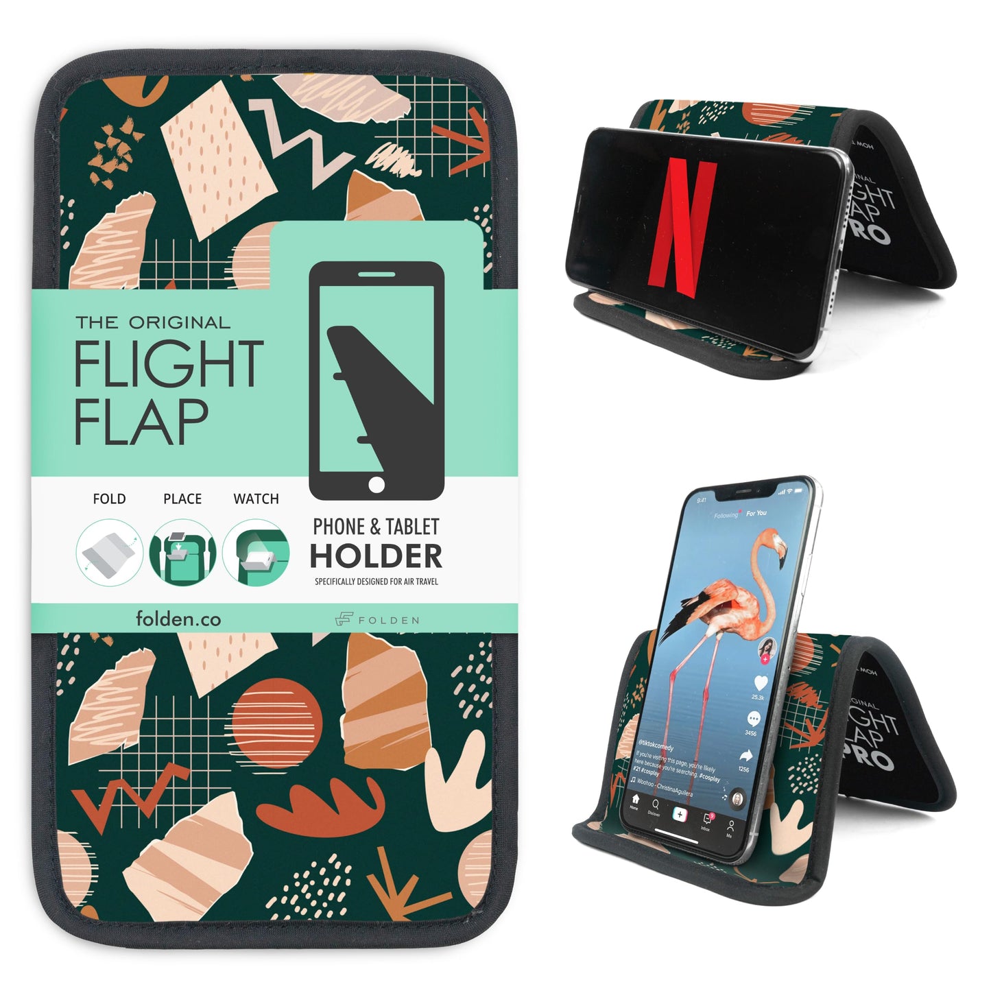 Airplane Phone Holder - Foldable Phone Stand for Plane Travel | Aluminum Build, 9 x 4.3 in. Matte Black Finish, Tabletop Mount Desk, Plane Tray Seat back, Treadmill, Fits iPhone Cell Phone