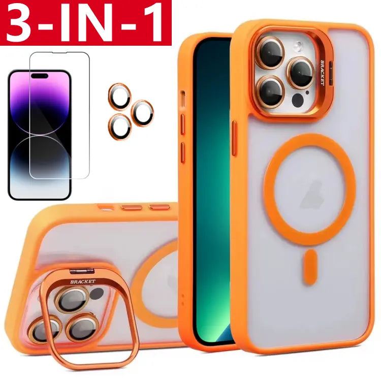 3-in-1 Shockproof Stand Protective Case for iPhone 17 Pro Max 17 16 15 14 13 12 11, with Screen Protector & Camera Lens Protector iPhone Case Cover