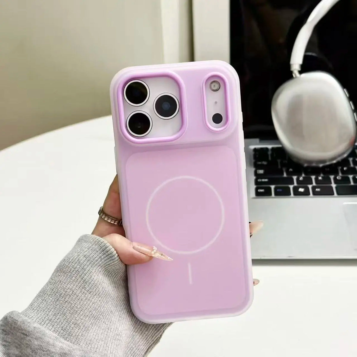 HISTORYOO Case for iPhone 17 Pro Max 16 15 14 Plus 13 12 11 Pro Magnetic Magsafe (pop socket no support only Fit Flat wireless charging) Defender 2 In 1 Dual Layer Jelly Soft Matte Clear Silicone Hybrid Candy Color-Blocking PC Shockproof Luxury Back Cover