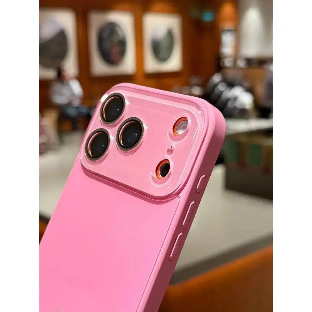 Cute Bright Pink Glossy Phone Case, Skin-Feel Soft TPU Bumper & Hard PC Back, Full Lens Protection, Minimalist Pink & White, Compatible with iPhone 17/16/15/14/13/12/11 Pro Max Plus Air 17E 16E MINI