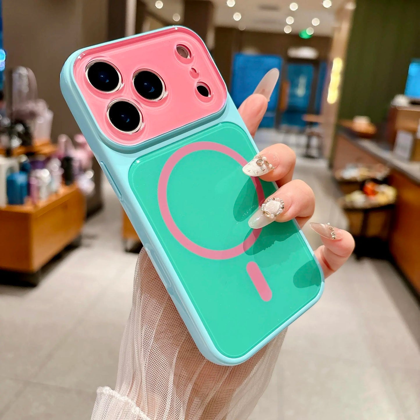 #SummerFinds dopamine Contrast color newly upgraded with magnetic suction Suitable for iPhone 17 16 15 14 Pro Max Magnetic phone case Contrast color full lens protection Compatible with iPhone 17 Pro Max Magnetic phone case No paint peeling, anti-fall an